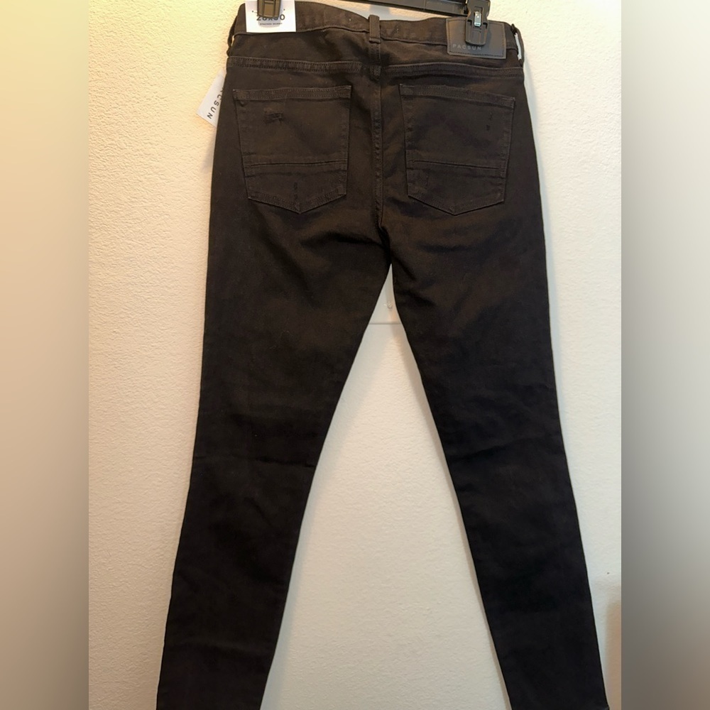 NWT PACSUN black distressed skinny jeans 28x30 stacked skinny - Picture 8 of 11